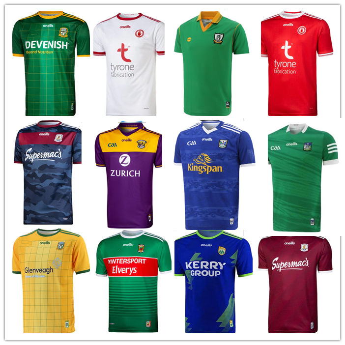 

2021 GAA CAVAN Limerick WEXFORD KERRY TYRONE MAYO CORK MEATH GALWAY Dublin Ath Cliath GAILLIMH TIPPERARY CIOBRAIO ARANN Rugby Jerseys SHIRTS sport, Black;gray