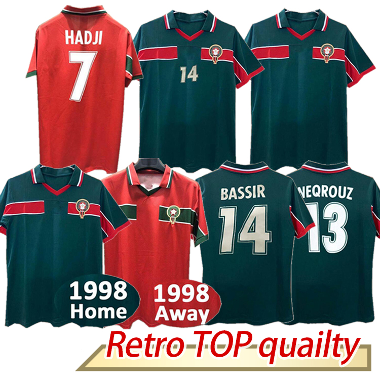 

1998 Retro Morocco classic Soccer Jersey OUAKILI NEQROUZ BASSIR ABRAMI ancient maillot EL HADRIOUI HADJI adult Football shirt, 1998 home