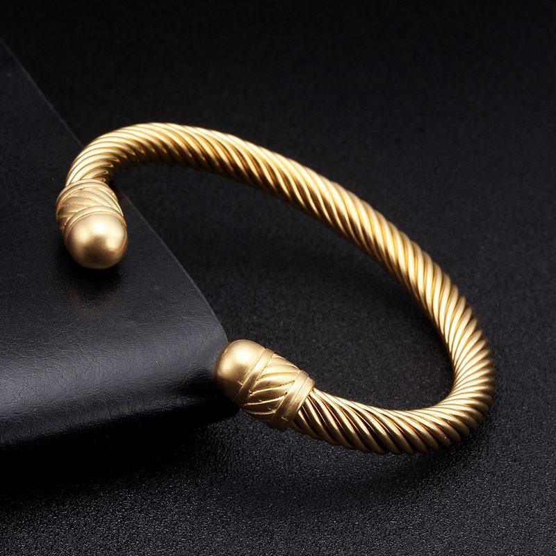

Charm Bracelets Luxury Braided Open Cuff Men Women Sporty Jewelry Unique Smooth Stainless Steel Vintage Bangles