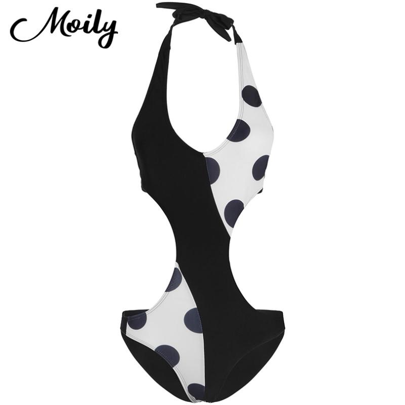 

Women Dot Swimwear Sexy Halter Neck One Piece Swimsuit Backless Bathing Suit Bodysuit Beachwear Padded Monokini One-Piece Suits