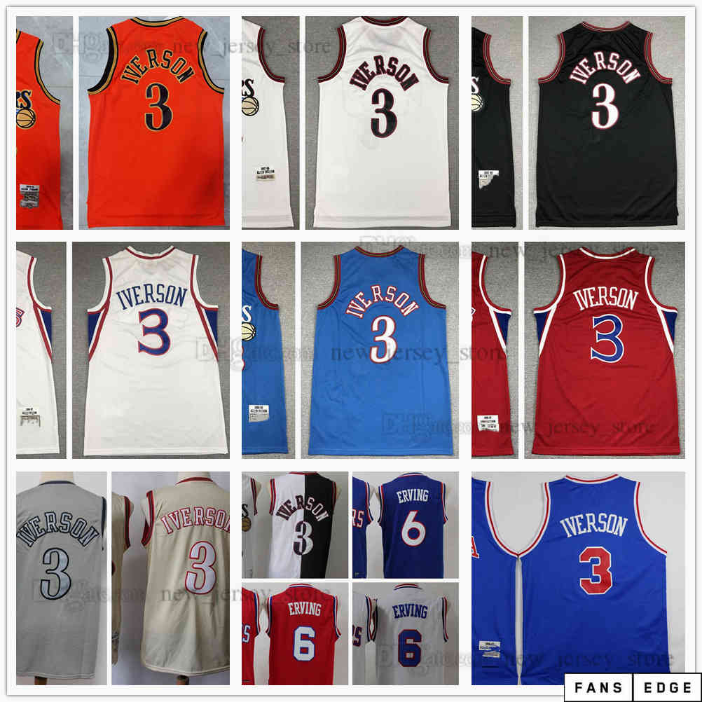 

Retro 1996-1997-1998 Mitchell and Ness Basketball Jersey Stitched 3Iverson 6Erving Jerseys Shorts Kids Youth Red Blue White Black Vintage, Retro 1990-00