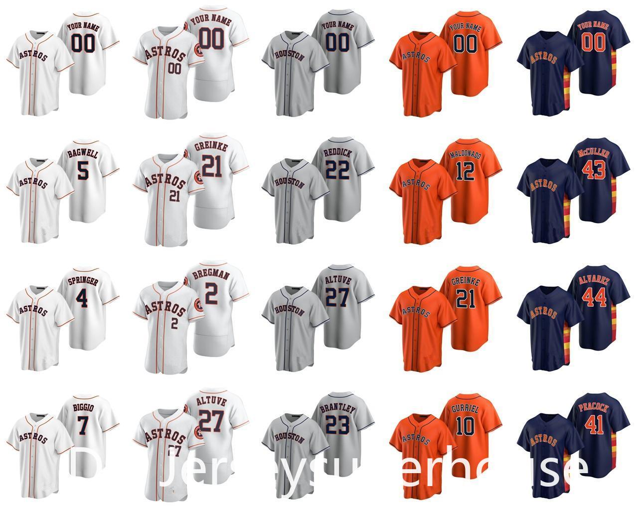 

2021 Astros 27 Jose Altuve 79 Taylor Jones 23 Michael Brantley 21 Zack Greinke 26 Myles Straw 22 Josh Reddick 5 Jeff Bagwell Baseball Jersey, Women's color 5