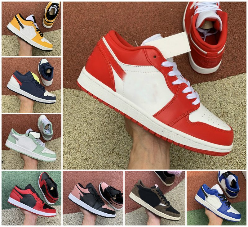 

TOP Quality 1 Low Basketball Shoes Men Women 1s UNC White Chicago Pine Green Royal Toe Shattered Backboard Trainers Paris Obsidian Sneakers, A-j038