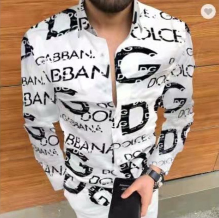 

Hawaii Style Letter Printing Designer Shirt Slim Fit Men Fashion Long Sleeve 2021 Casual Shirts Male Clothing -3XL, White