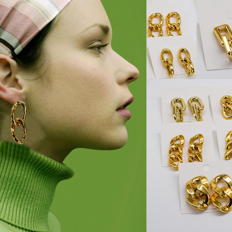 

Stud 2021 Colorful Clear Resin Acrylic Drop Earrings For Women Geometric Hollow Statement Girls Fashion Jewelry Gift, Golden;silver