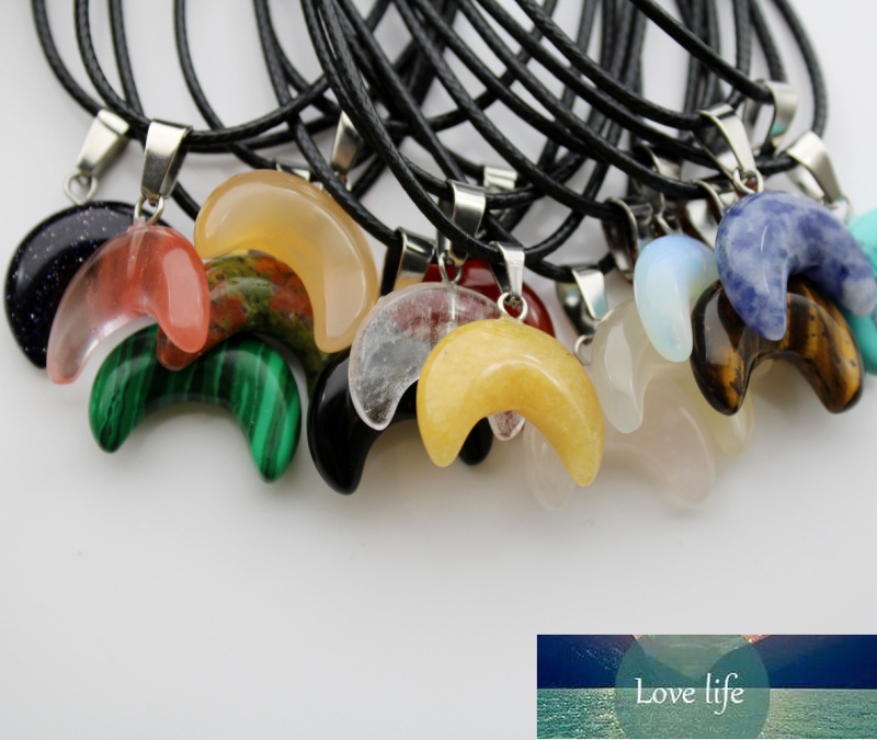

Fashion natural stone opal quartz crystal agates turquoises malachite moon pendant for DIY Jewelry making Necklace pendant
