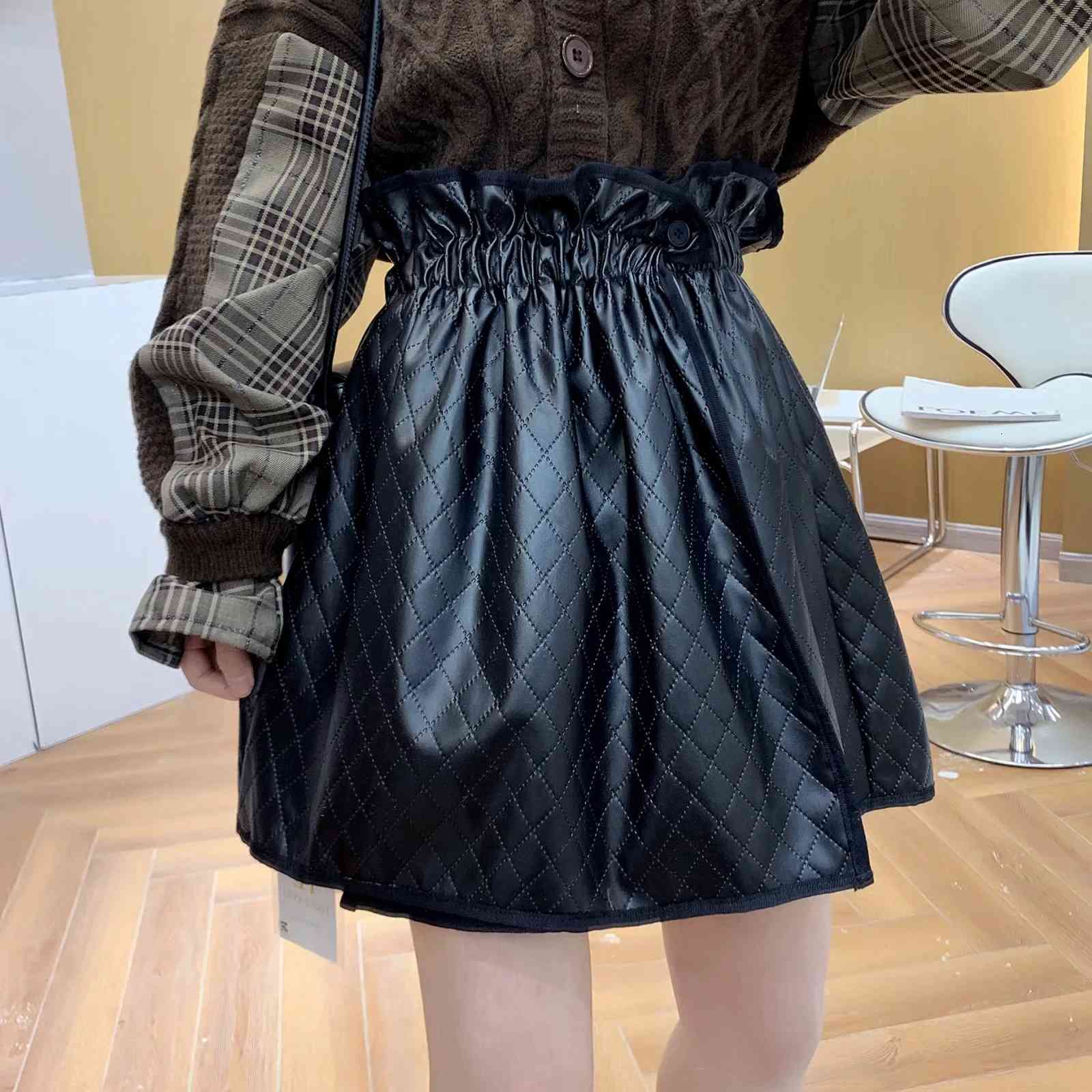 

Skirts Of the women in loose leather plutonium 2021 summer waist high quality short skirt, Coffee