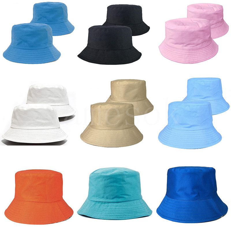 

Travel Fisherman Leisure Bucket Hats Solid Color Fashion Men Women Flat Top Wide Brim Summer Cap For Outdoor Sports Visor DB877, Multi