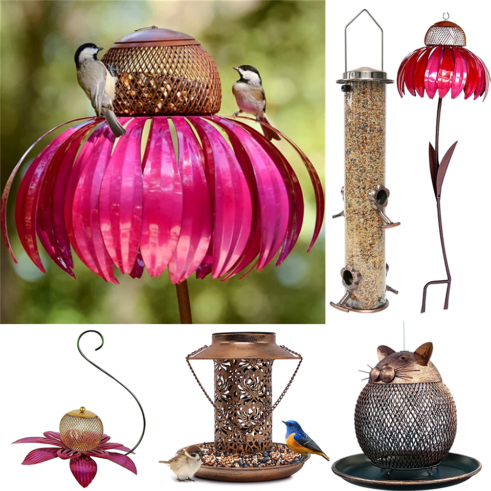 

Hummingbird Fruit Feeder Outdoor Premium Hanging Bird Feeder Metal Garden Art Black Oval Wild Bird Feeder for Bird Watching Garden Decoration