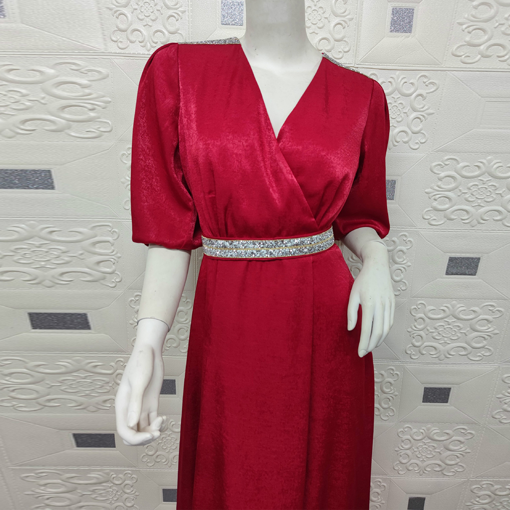 

eid mubarak abaya dubai turkey muslim women hijab dress islam caftan african dresses european clothing kaftan musulman vestidosplus size clo, Red