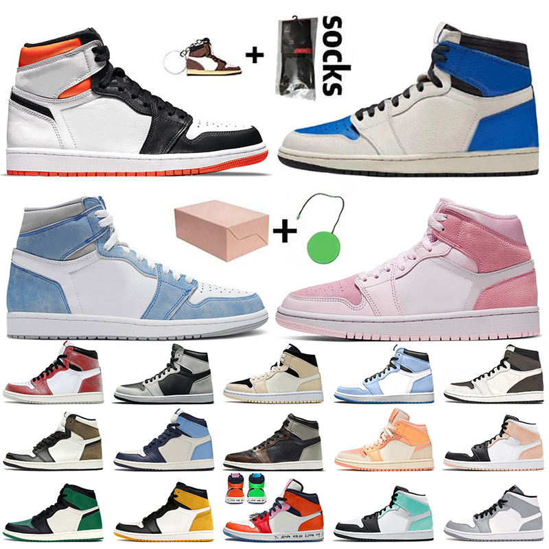 

Women Men JUMPMAN 1 Basketball Shoes 1s Travis Scott Fragment Military Blue Electro Orange High OG Hyper Royal Digital Pink Shadow Trainers Sneakers, D10 36-46 obsidian