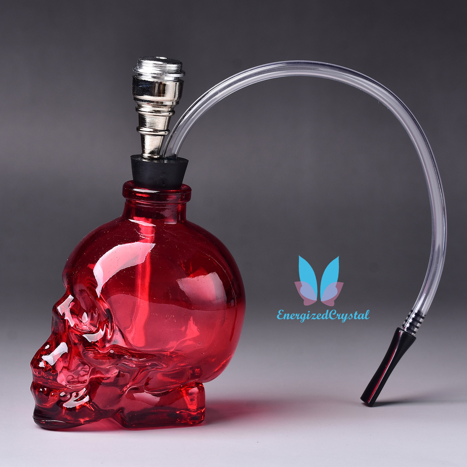 

Solid red SKULL Water PIPE Glass Hookah Smoking TOBACCO U.S
