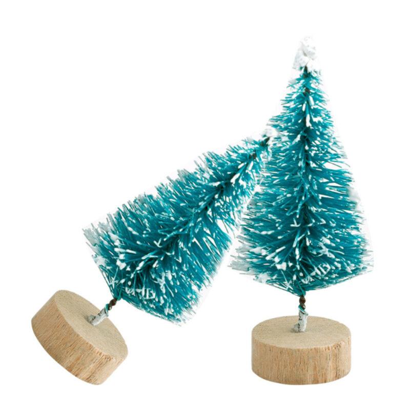 

Christmas Decorations 24PCS Mini Sisal Bottle Brush Trees Santa Snow Frost Village Xmas Tree Decor Strip With White Border Navidad