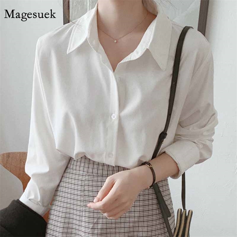 

Casual Single Breasted Autumn Female Tops Plus Size Cardigan Solid Chiffon Women's Blouse Long Sleeve Shirts 11362 210518, Black