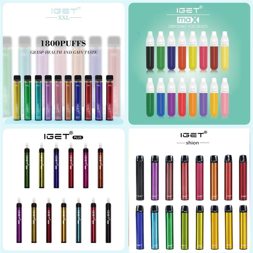 

Authentic Iget XXL plus max Shion Vape Pen Electronic Cigarettes Device 9500mAh Battery 7ml Pods Empty Original Vapors 1800 Puffs Kita56