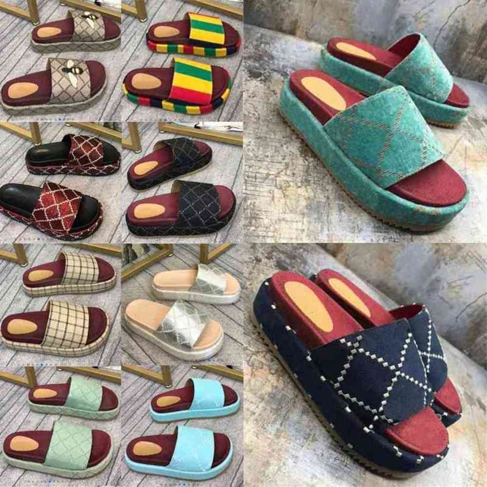 

2021 Designer Woman Slippers Fashion Beach Thick Bottom Platform Women Shoes Alphabet Lady Sandals Leather High Heel Large Size 35-42, Black