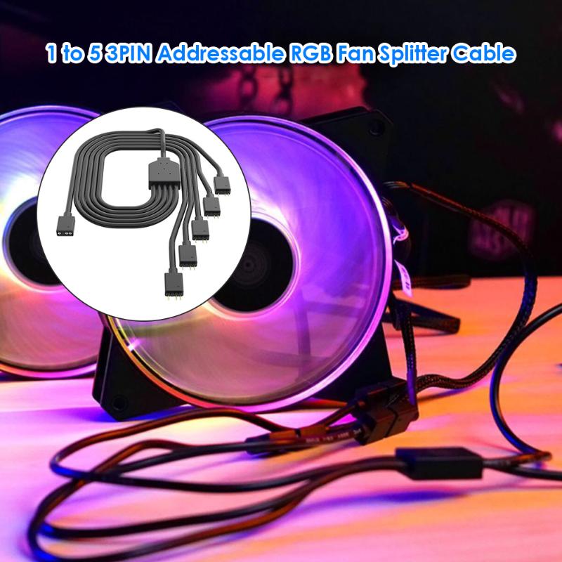 

To 5 3PIN Addressable RGB Fan Splitter Cable Cord Computer Accessories For Chassis PC Case CPU Cables & Connectors