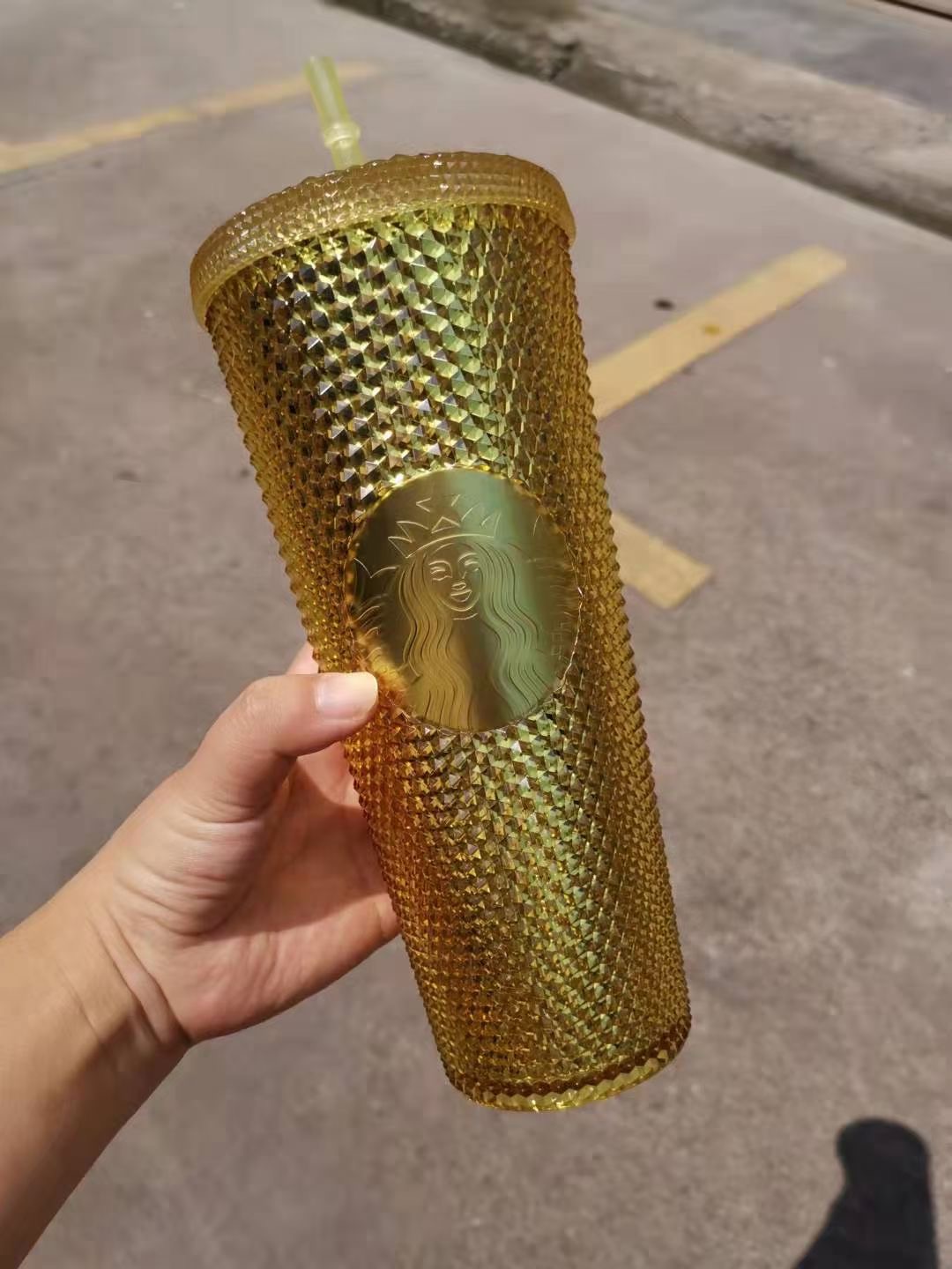 

Starbucks Limited Studded Mugs 710ml Mermaid Plastic Coffee Mug Bright Diamond Starry Straw Cup Large Capacity Durian Cups Tumblers Gift, 710ml as pic