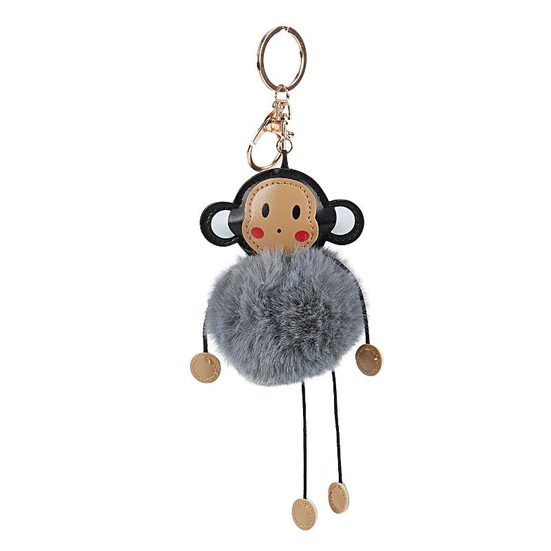 

Keychains Cute Monkey Fluffy Key Chain Keyring Purse Bag Pendant Decor Accessory(gray)