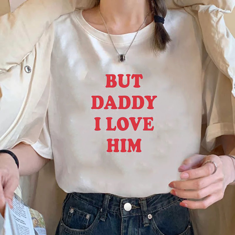 

White Tee But Daddy I Love Him 90s Harajuku Grunge Homme Streetwear Women' Summer Cotton Short Sleeve Tops Casual Clothes 210518, Yellow