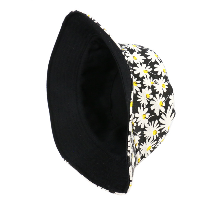 

Summer Fresh Little Daisy Bucket Hat Female Korean Students All-Matching Ins Japanese Spring Summer Sun Hat Trendy Sun Shade No. 1, Black