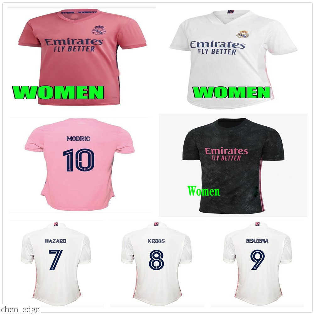 

women soccer jerseys real Madrid 20 21 HAZARD JOVIC BENZEMA camiseta de futbol 2020 2021 VINICIUS RODRYGO MODRIC ladies football shirts, Black;yellow