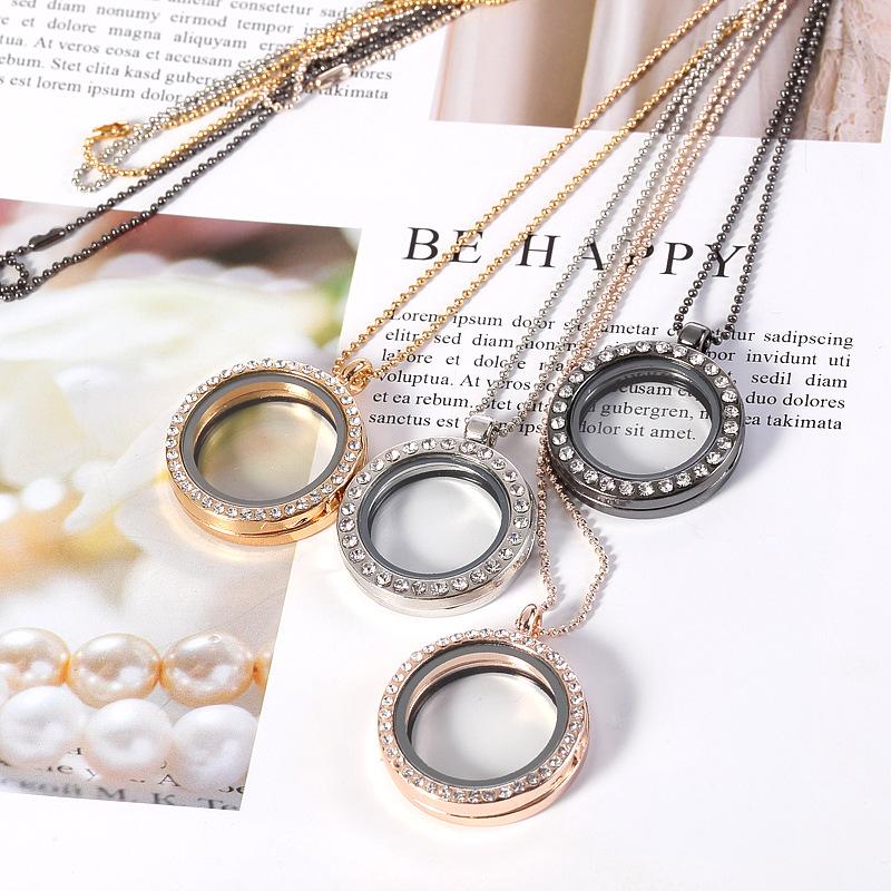 

Pendant Necklaces 1PC 30mm Magnetic Glass Floating Charms Locket Necklace Memory Po Lockets