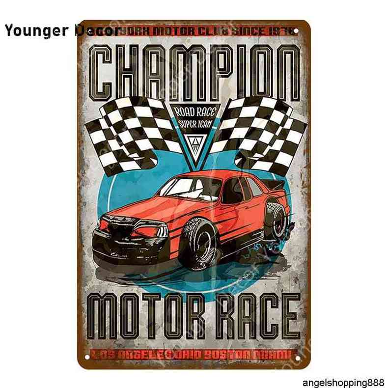 

American Classic Route 66 Car Metal Signs Rusty Nutz Decor Champion Motor Race Wall Poster Pub Bar Vintage Iron Plate YI-081