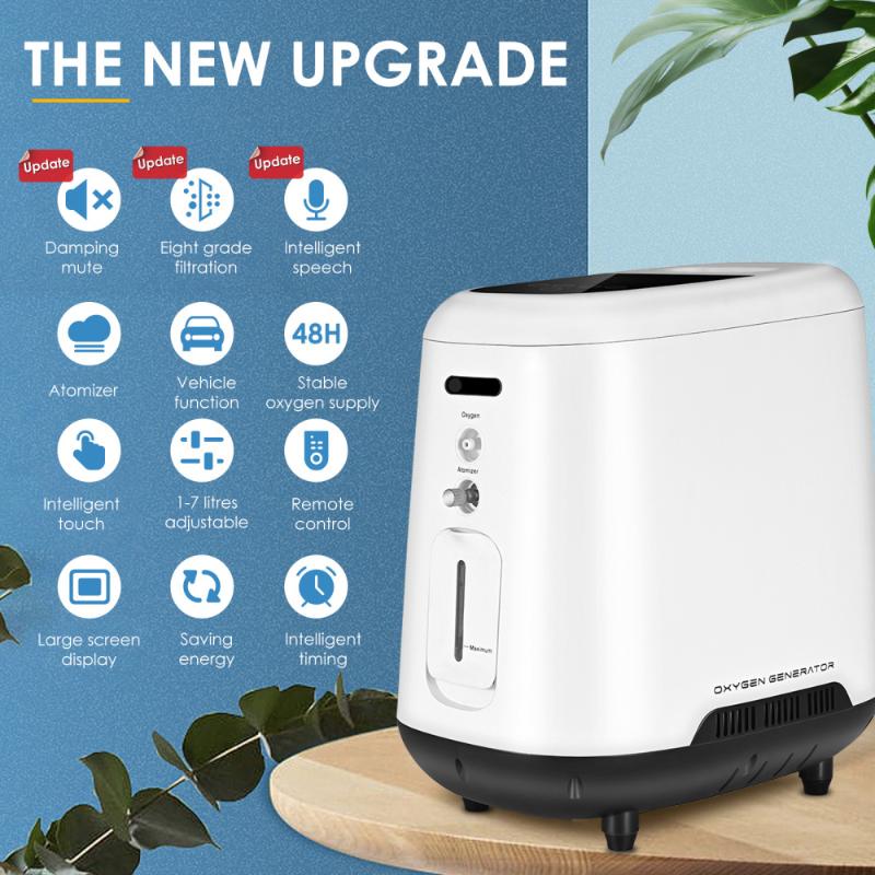 

1-7L Portable Oxygen Generator Concentrator Machine With Atomization High Purity Household Healthy Care Air Purifiers No Battery