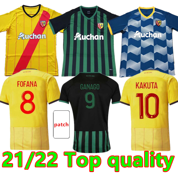 

21 22 Maillot Lens RC Soccer Jerseys Kakuta Ganago Sotoca Fofana Gradit Fortes Banza Cahuzac Doucoure 2021 2022 RC Football Shirts Men Kit Kids Kit SD Teams Home, 21/22 away