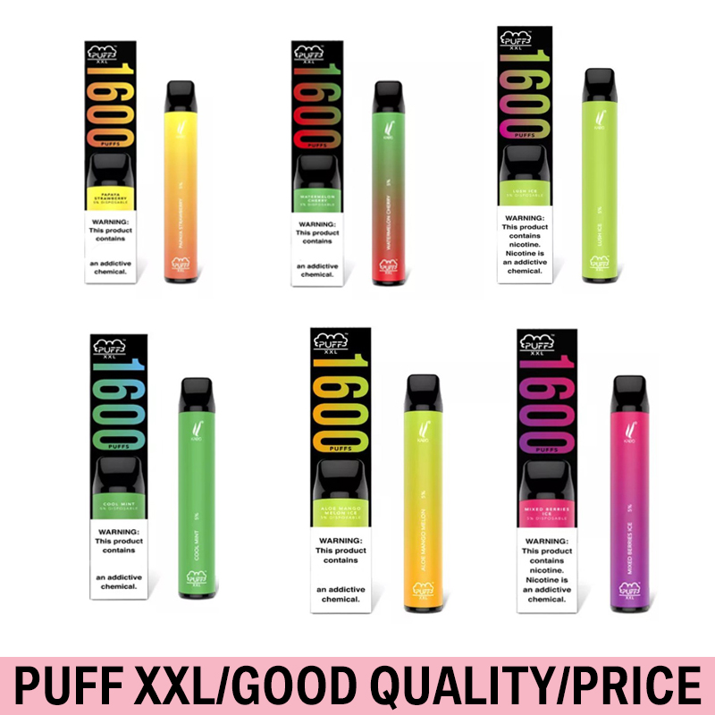

High Quality PUFF XXL Vape Pen 1600 Puffs Disposable E-cigarettes starter Kit Pre-filled 4ml Pod Smoking oil Cartridges 10 Colors