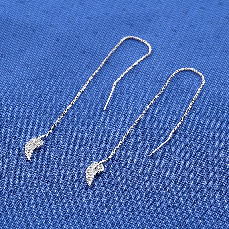 

Dangle & Chandelier Diamonds Trendy Jewelry S925 Sterling Silver Earrings Women Leaf Tassel Fine Anniversary For Gift Luxury