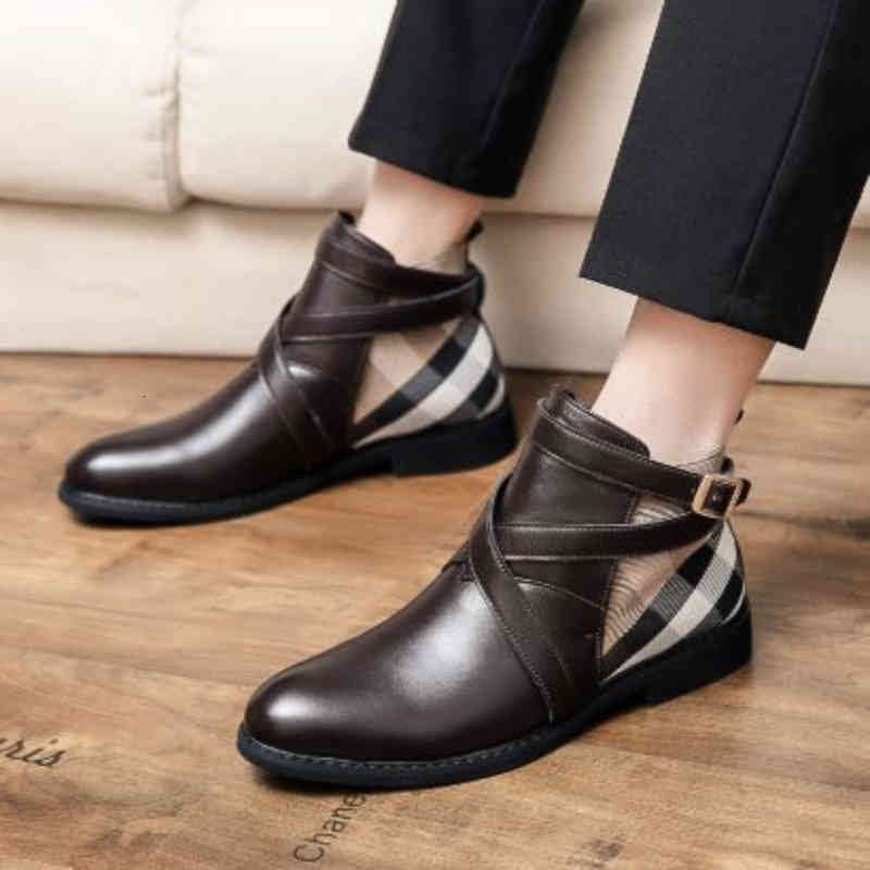 

dress shoes upper male chess buckle casual shoes plutonium material comfortable versatile boots warm basiccasual ks027 adgc, Black
