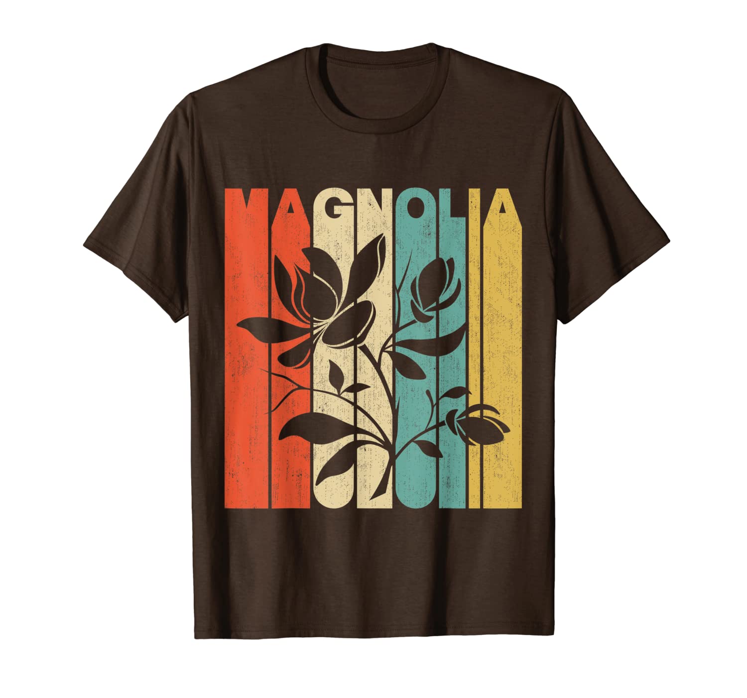 

vintage retro magnolia silhouette t-shirt, White;black