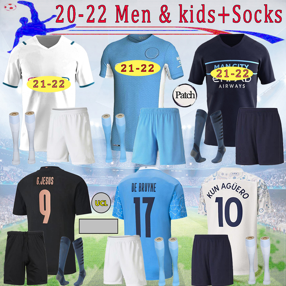 

21 22 man DE BRUYNE soccer jerseys STERLING kids kit 2021 2022 CiTy GESUS BERNARDO MAHREZ RODRIGO FODEN football Suit, 21/22 3rd kit