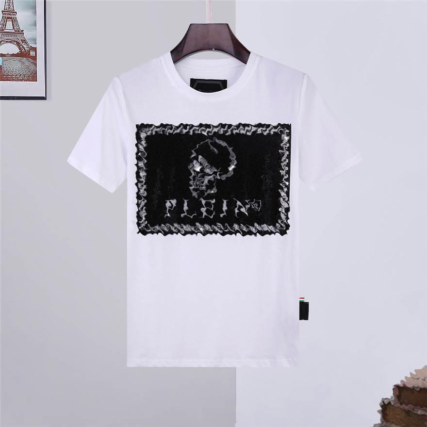 Famous brand High quality Skull T-shirt cotton round neck men's T-shirt European and American fashion letters printed logo Summer casual cou-image-746285423