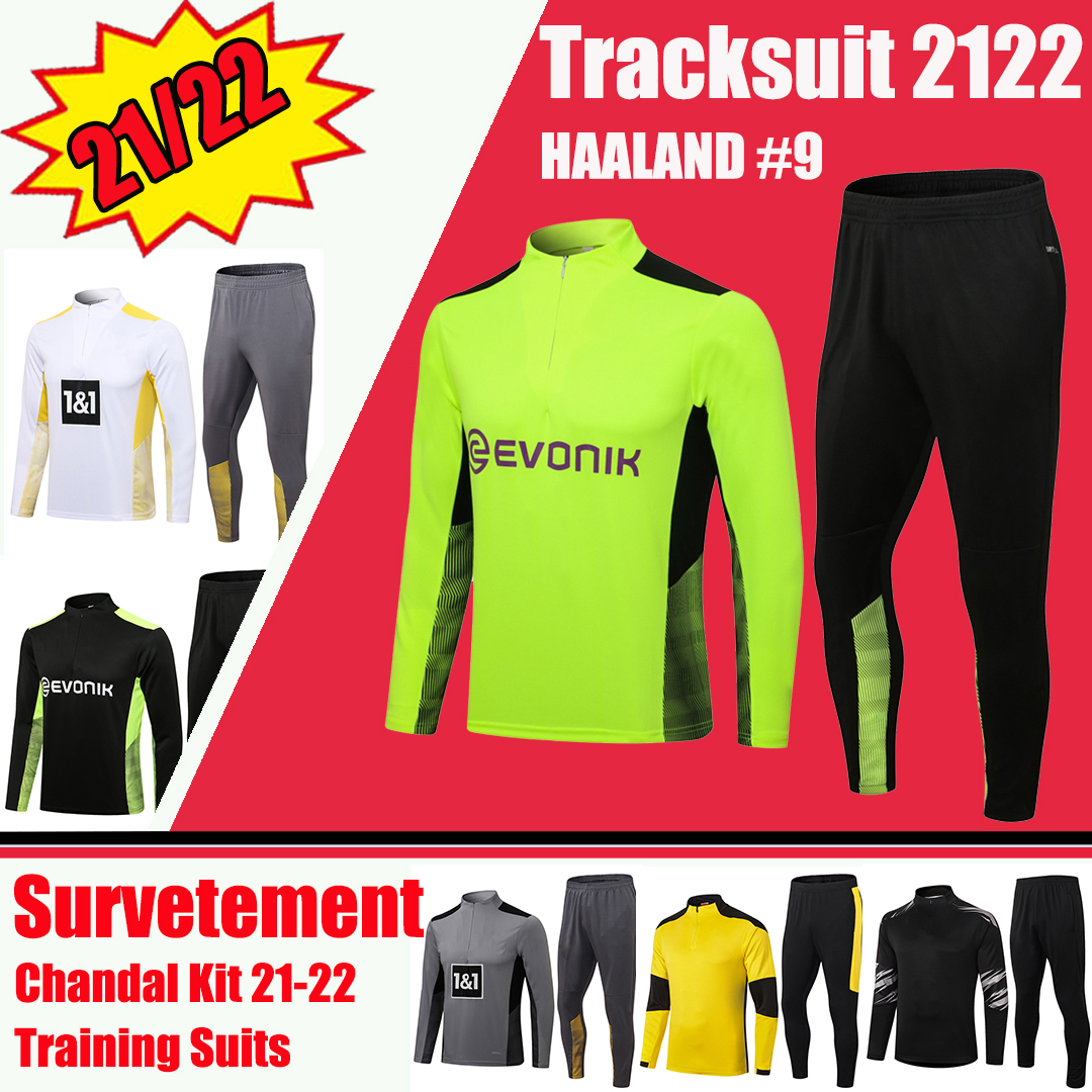 

2021 2022 dortmund Training Suit Borussia Soccer jacket Survetement 21/22 maillot de foot HAALAND REUS NEONGELB BELLINGHAM BRANDT Long Sleev, Black
