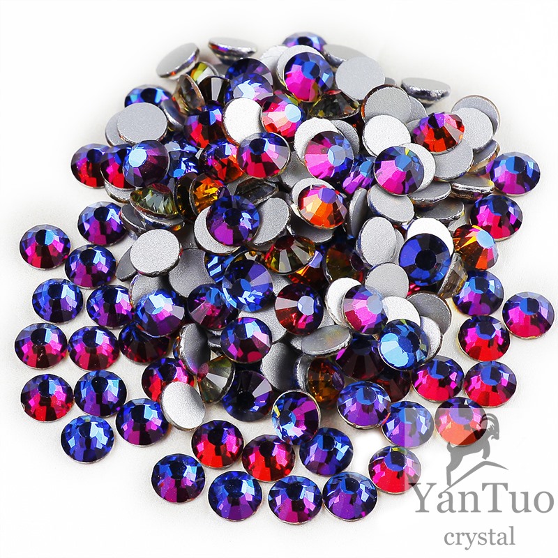 

Bling Wholesale Pujiang Crystal Blue Volcano Non Hot Fix Rhinestone Glass Flat Back For Glasses