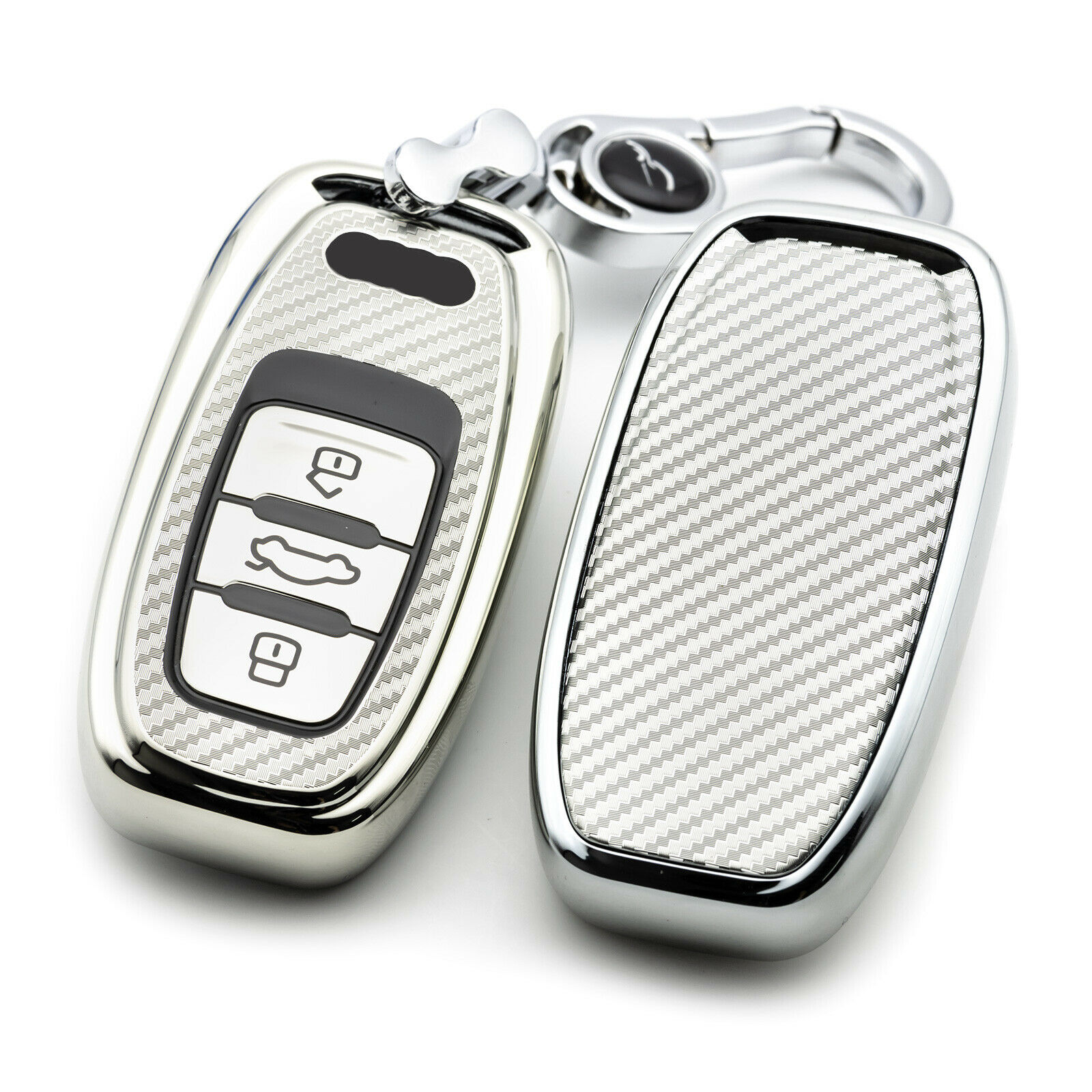 

For Audi A3 A4 A5 A6 A7 Q5 Q7 TT Full Sealed Carbon TPU Car Key Fob Case Cover