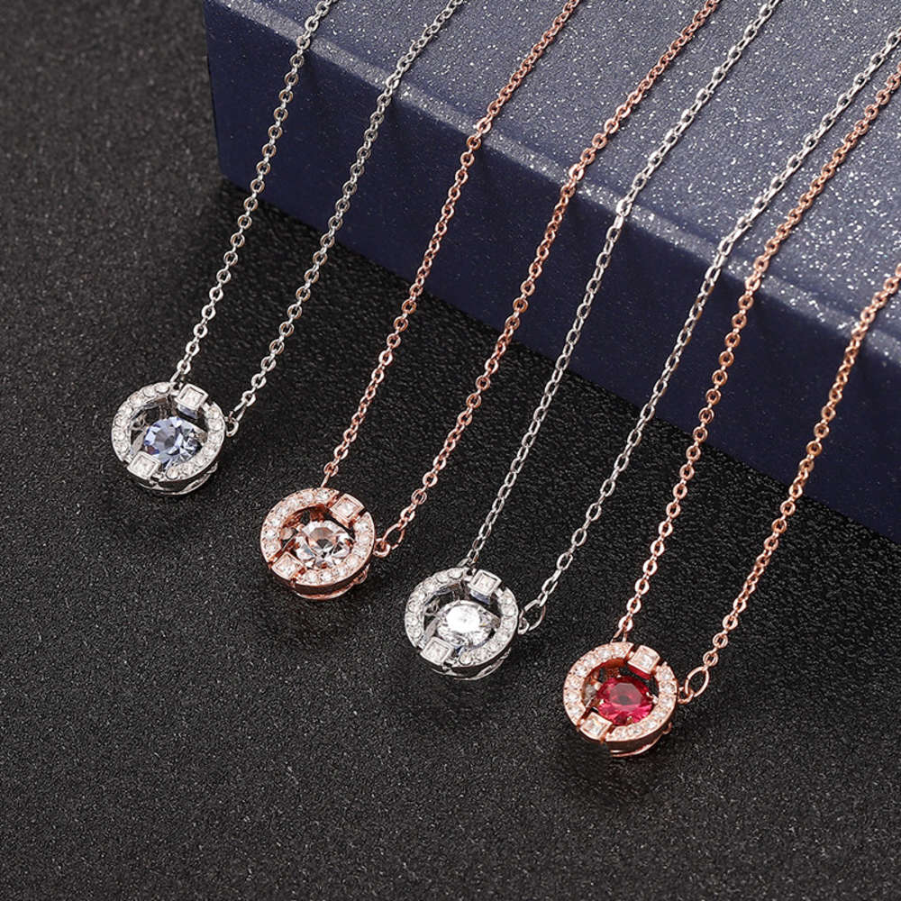 

necklaceShi Jia beating heart necklace women's high version rose gold simple round smart crystal clavicle chain