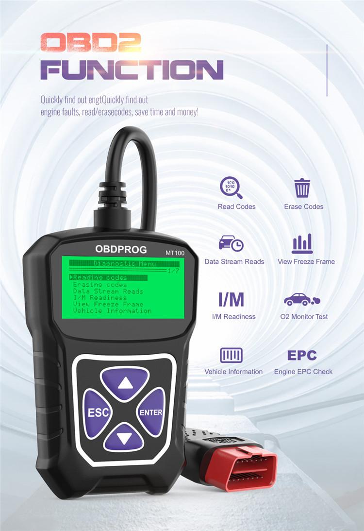 

Code Readers & Scan Tools OBDPROG MT100 Automotive CAN OBD2/EOBD Diagnostic Scanner For Cars Reader Read Codes Trouble Multi-Language I/M