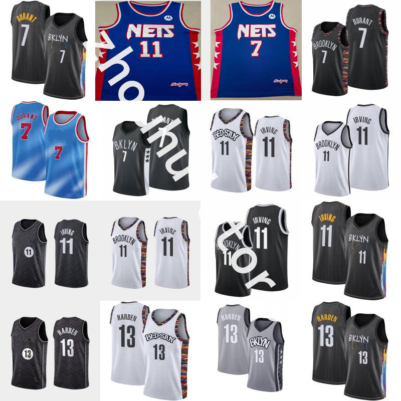 

Men BrooklynNetsBasketball Jersey Kevin 7 Durant Kyrie 13 Harden City 11 Irving Blue StitchednbaJerseys