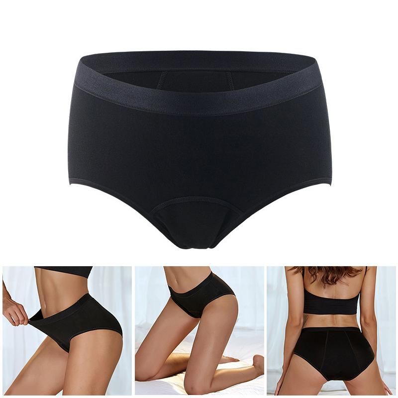 

Women's Panties Mid-Waist Physiological Pants Four-Layer Free Sanitary Napkin Underwear Leak Proof And Breathable XRQ88, Black;pink