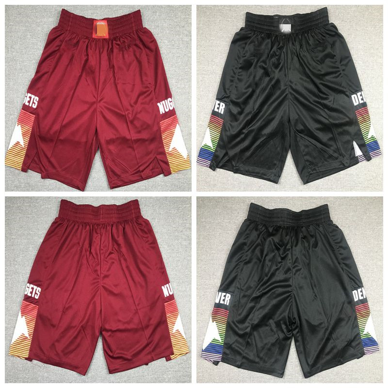 

Denver Nuggets Basketball Short Men Authentic 15 Jokic Jamal 27 Murray Shorts 2021 Swingman City Black Red Edition Pants