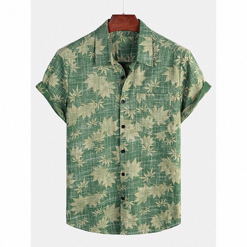 Chemise Hommes Tribal Collier Classic Classic Daily Beach Housses à manches courtes Coton Basic Boho Green D1OQ #