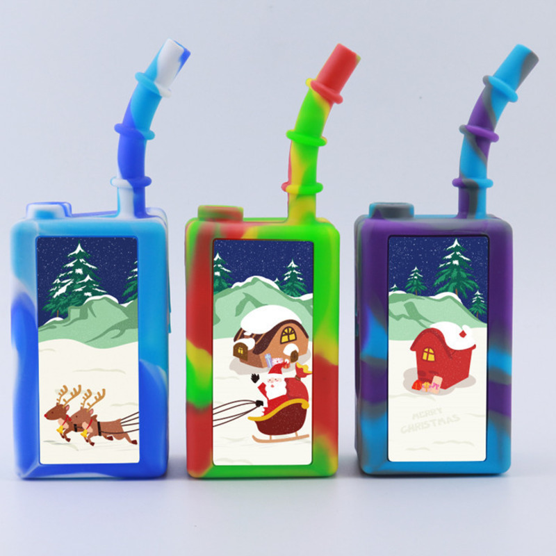 

SIicone Hookah Oil Burner Set Portable Water Pipe Christmas Moose Cartoon Tobacco Smoking Bong Dry Herbal Joint Filter Bowl