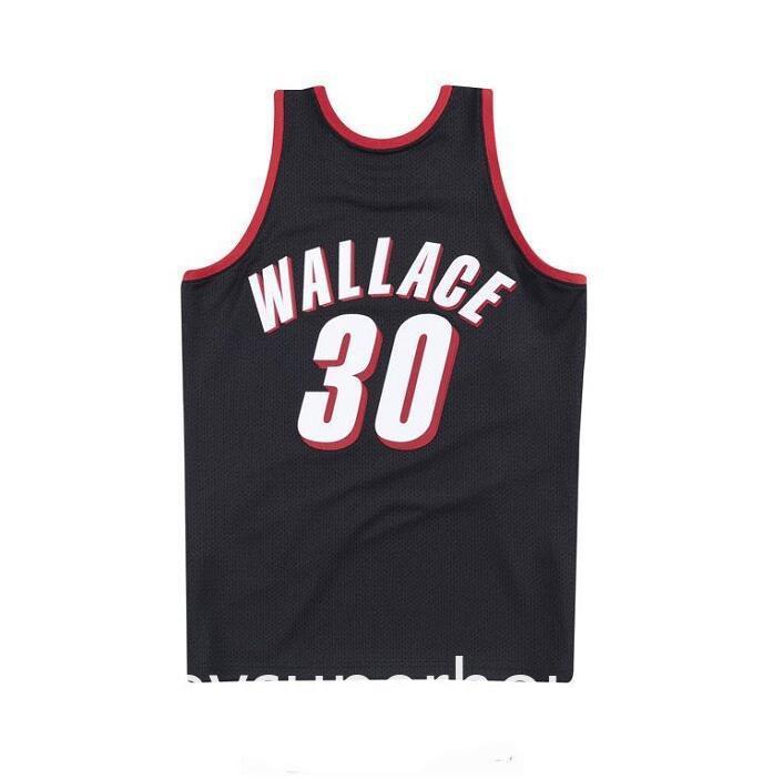 

2021 Men youth basketball PortlandCity Team 30 Rasheed Wallace 11 Sabonis 33 Pippen Mitchell & Ness 1999-00 Hardwoods Classics retro Jersey, Black;red
