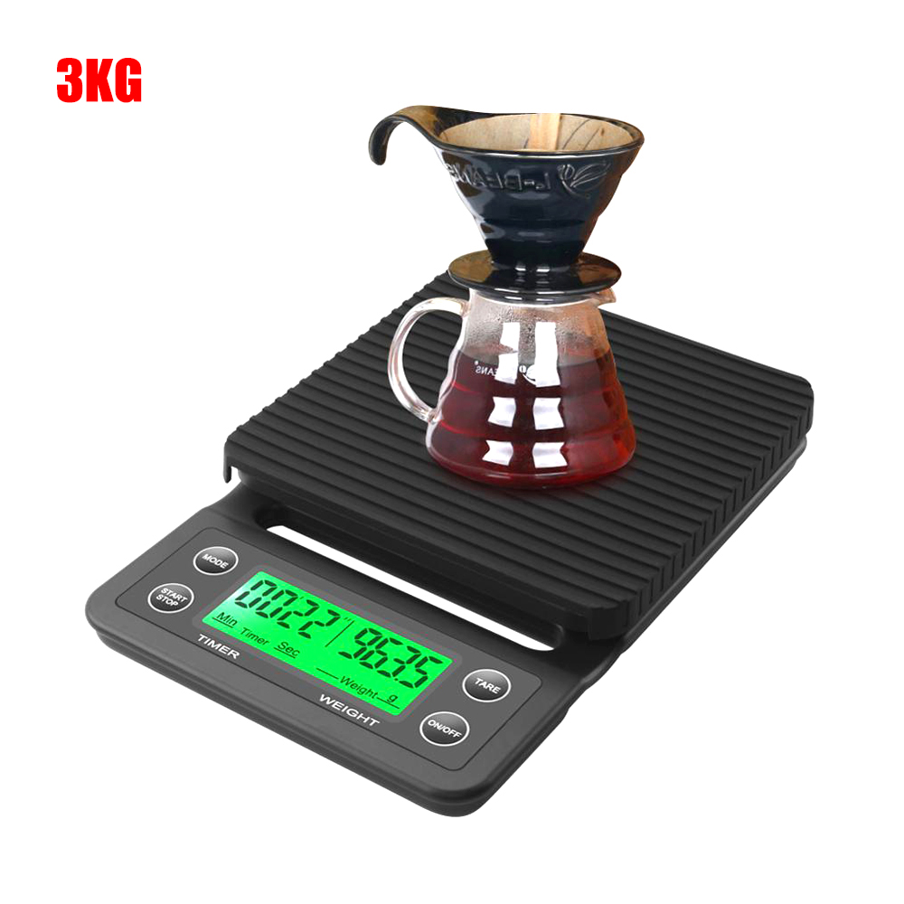 

LED Display Digital Coffee Scale0.5/3KG Timer Stainless SteelKitchen ScaleBaking ScaleKitchen Tool.