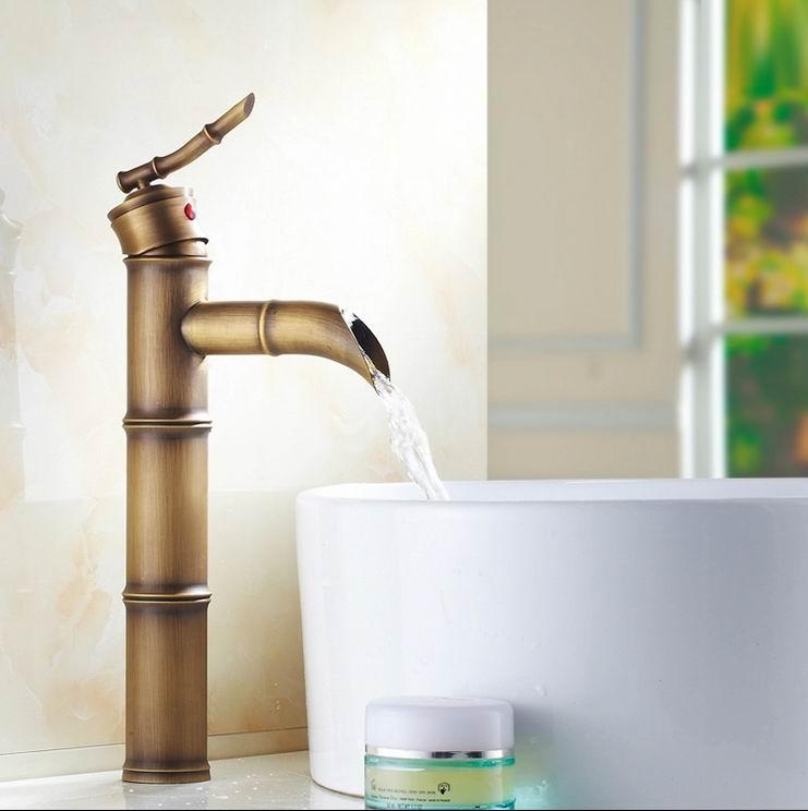 Bathroom Sink Faucets High Quality Deck Mounted Single Handle Bamboo Style Mixer Faucet Bronze And Cold Water-image-700911679