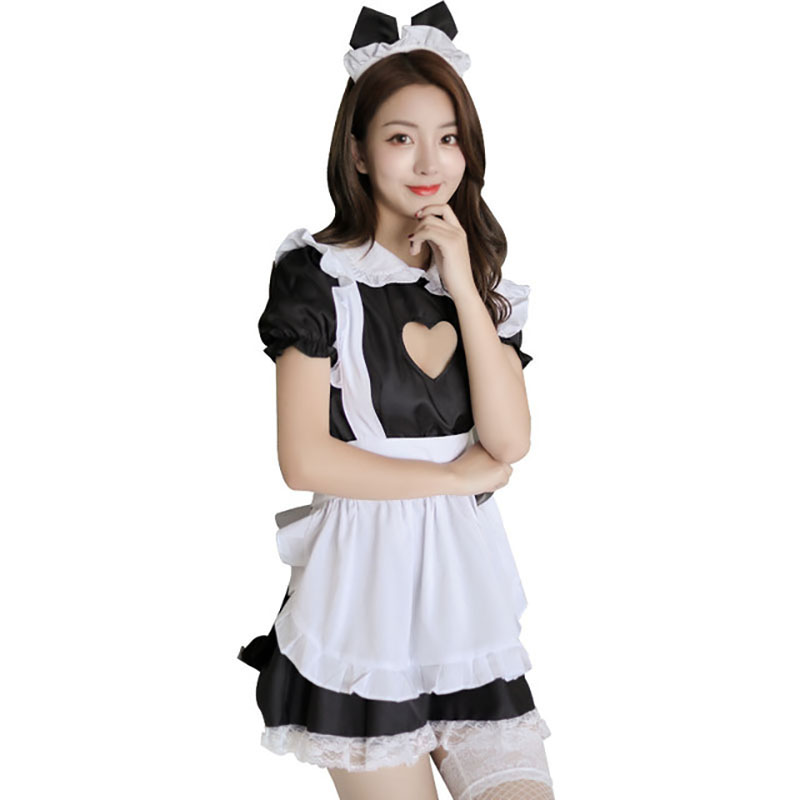Bust Open Maid Costumes Sexy ingerie Cospay Kitty Outfit Cotton Apron ace Temptation Mini Dress for Women Anime Back oita s-image-701185194